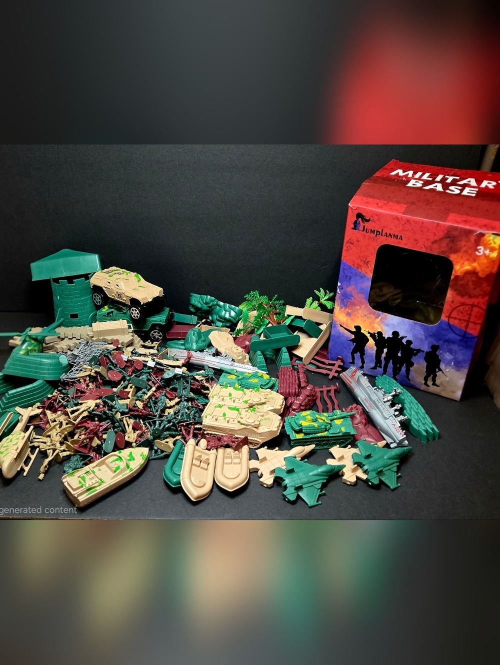 Jumplanma Plastic Army Men Soldiers Vehicle Tanks Military Base Figures Play Set